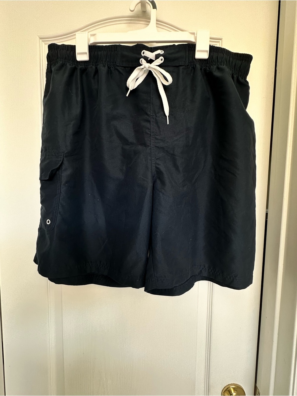 Classic Navy Women's Board Shorts with White Drawstring